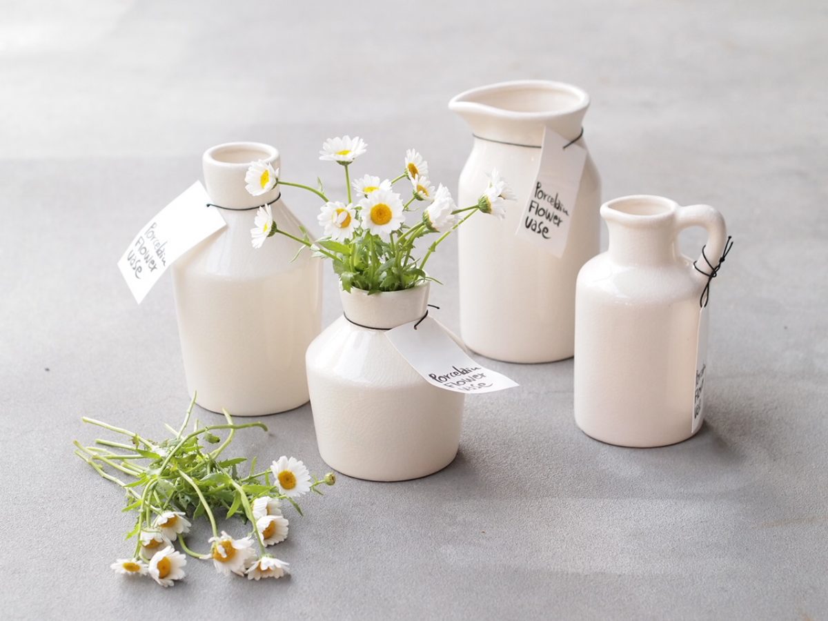 白い陶器の花器シリーズ | 長月 NAGATSUKI 岐阜県各務原市の夫婦ユニット